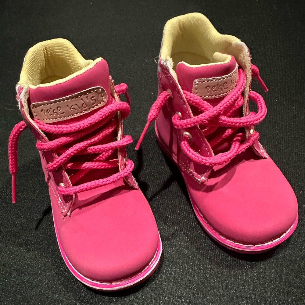 Bright pink booties